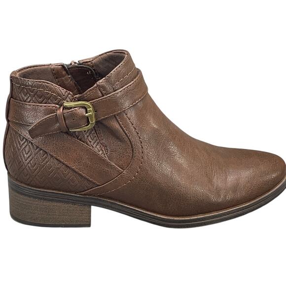 Baretraps Maci Brown Leather Buckle Strap Side Zip Ankle Boots Women 7M - Picture 2 of 11